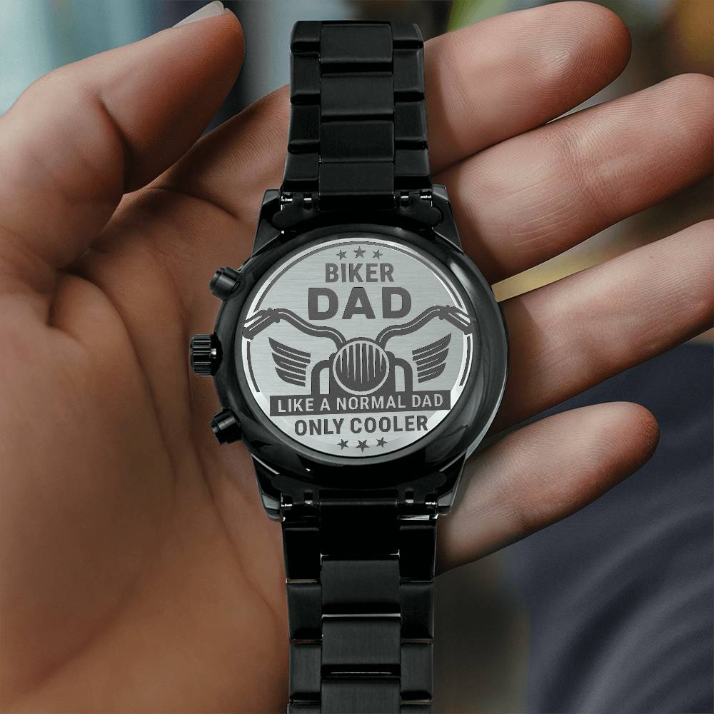 Biker Dad Engraved Watch - Kim’s Signature Beauty & Accessories    (Store description)
