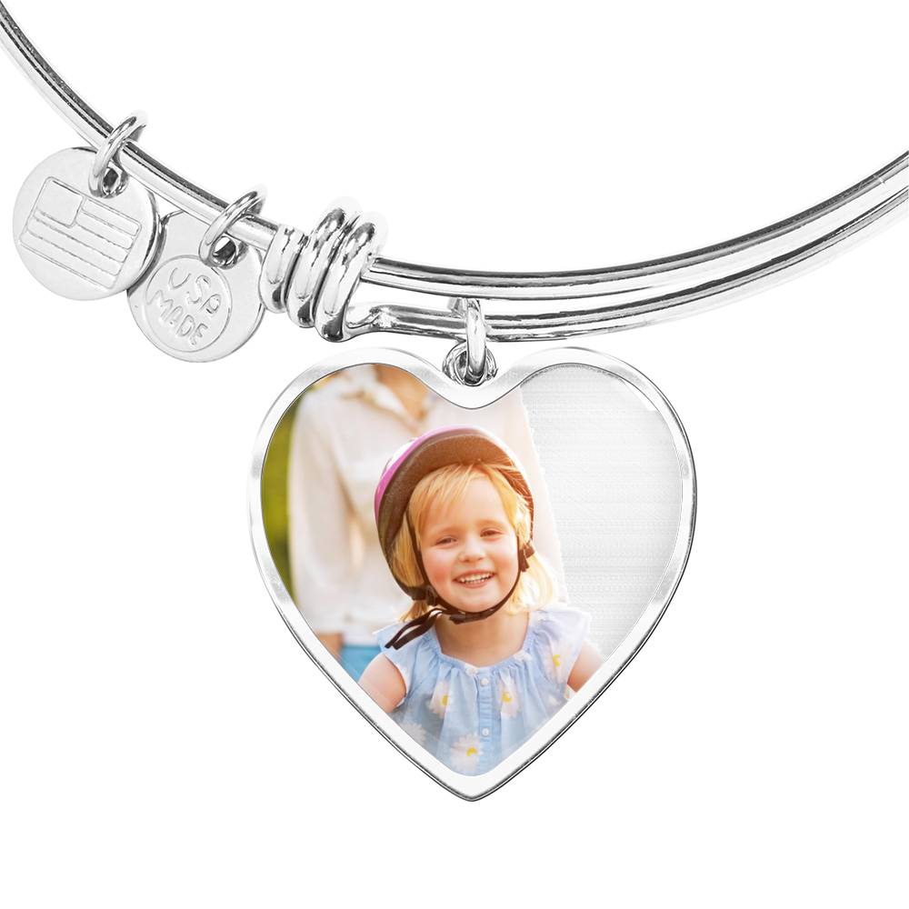 Heart Photo Bangle Bracelet | Engravable Gift - Kim’s Signature Beauty & Accessories    
