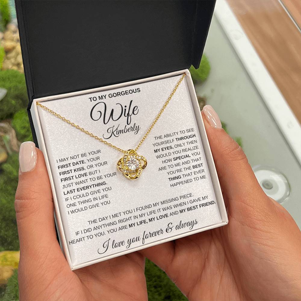Gorgeous Wife | Personalized Love Knot Necklace - Kim’s Signature Beauty & Accessories    (Store description)
