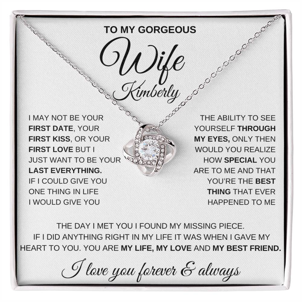 Gorgeous Wife | Personalized Love Knot Necklace - Kim’s Signature Beauty & Accessories    (Store description)