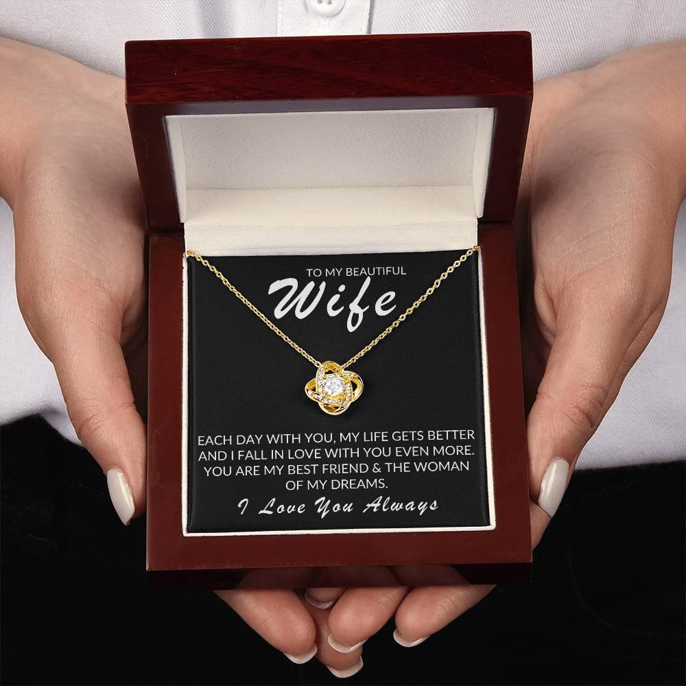 TO MY BEAUTIFUL WIFE LOVE KNOT NECKLACE - Kim’s Signature Beauty & Accessories    