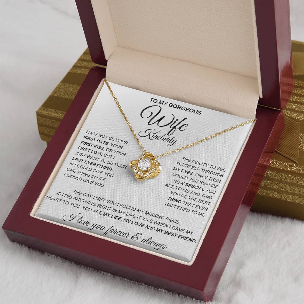 Gorgeous Wife | Personalized Love Knot Necklace - Kim’s Signature Beauty & Accessories    (Store description)