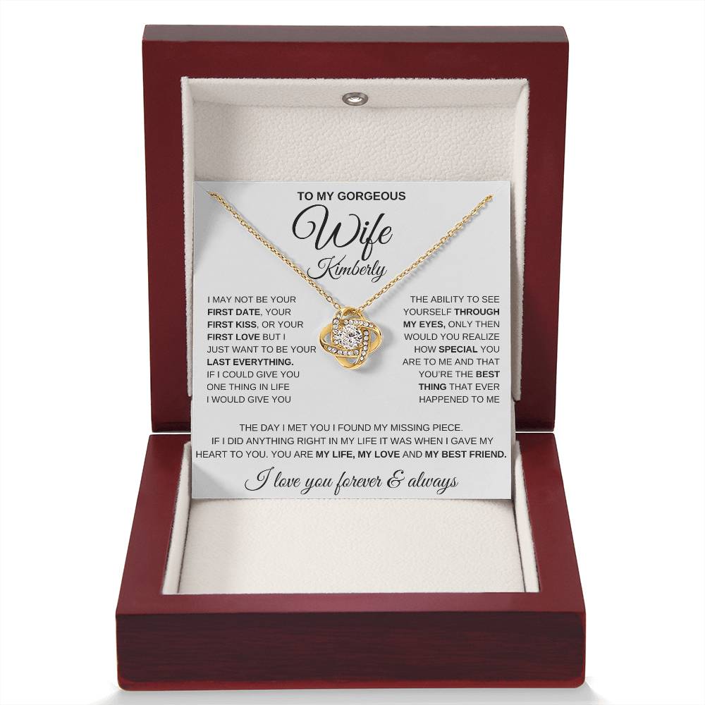 Gorgeous Wife | Personalized Love Knot Necklace - Kim’s Signature Beauty & Accessories    (Store description)