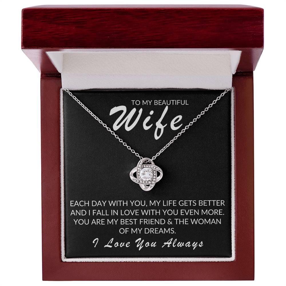 TO MY BEAUTIFUL WIFE LOVE KNOT NECKLACE - Kim’s Signature Beauty & Accessories    