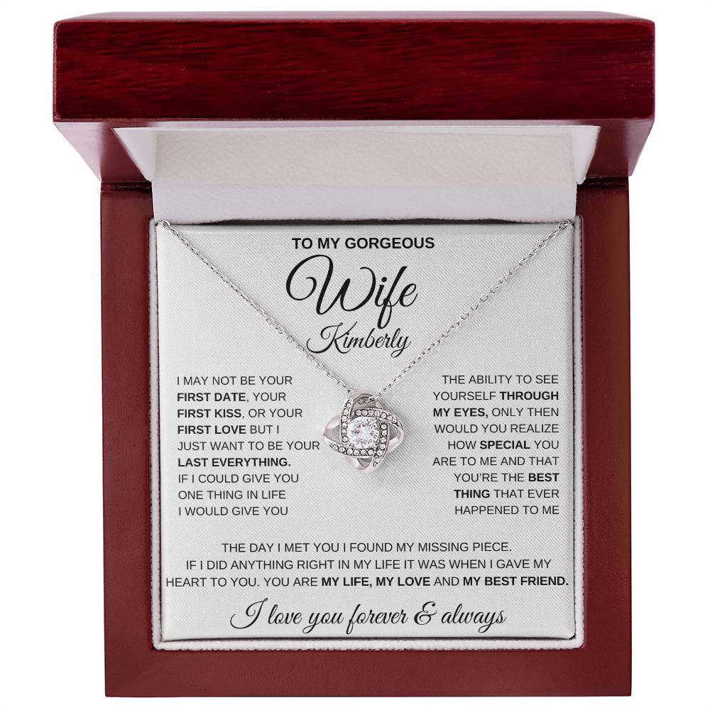 Gorgeous Wife | Personalized Love Knot Necklace - Kim’s Signature Beauty & Accessories    (Store description)