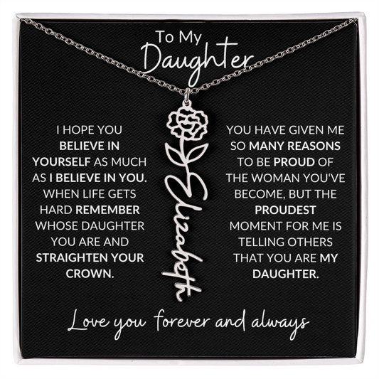 To My Daughter Birth Flower Necklace & Message Card - Kim’s Signature Beauty & Accessories    (Store description)