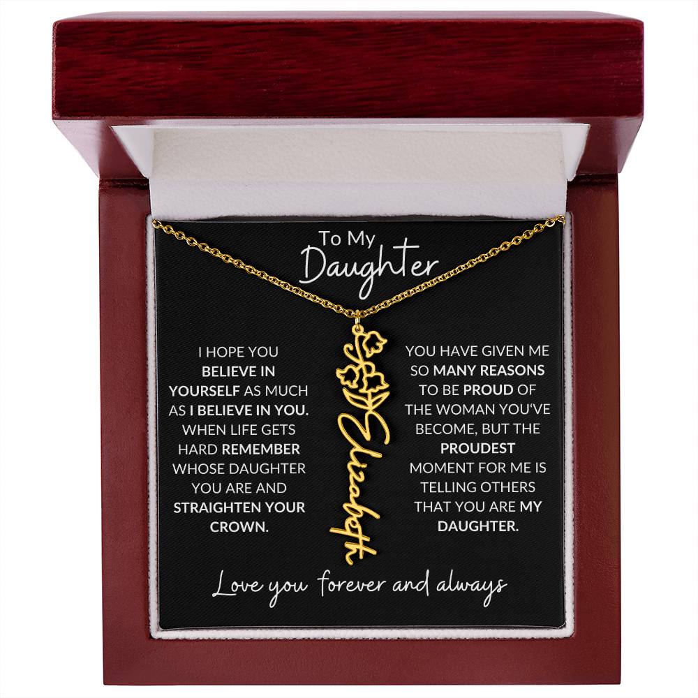 Daughter Birth Flower Necklace & Message Card