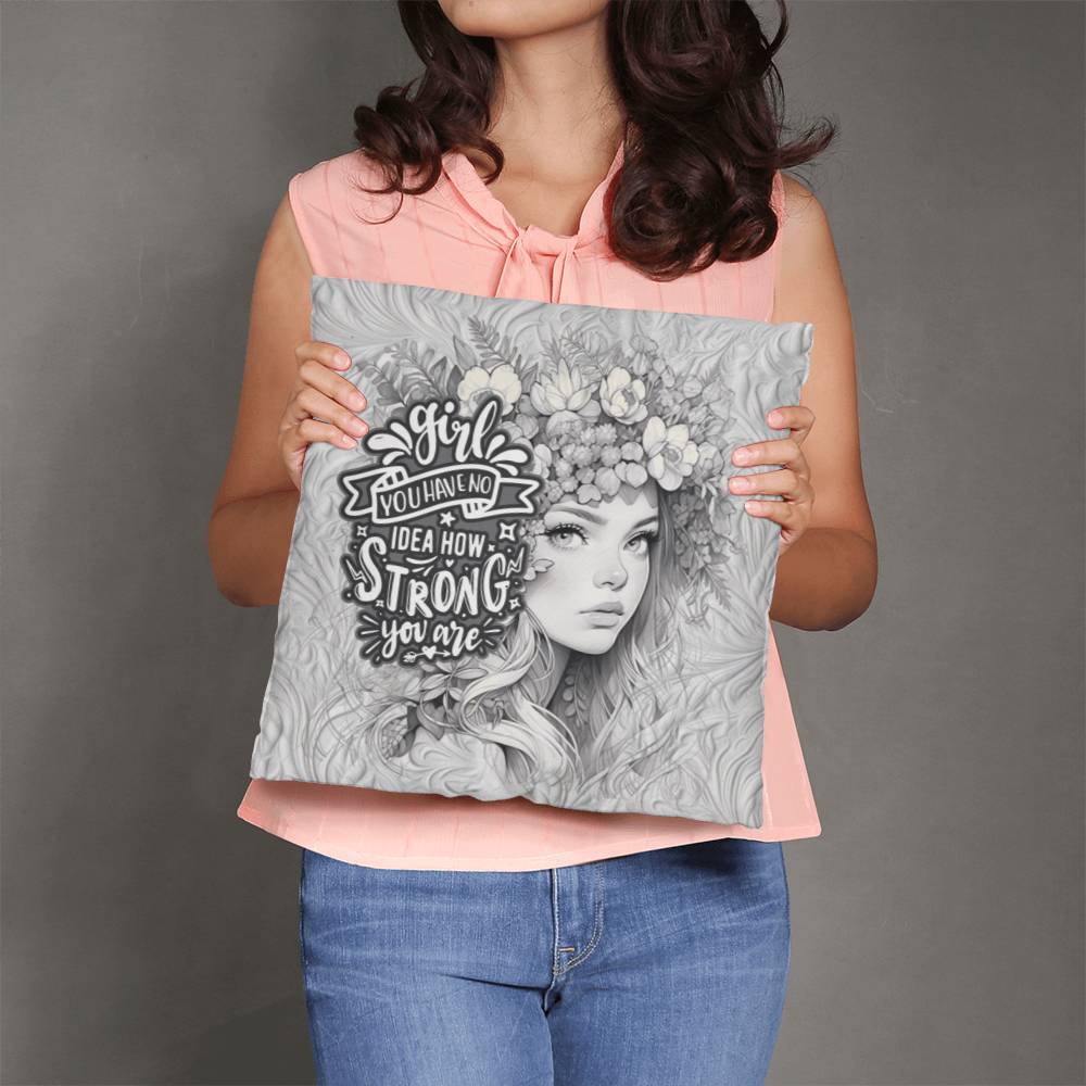 Strong Girl Art Throw Pillow - Kim’s Signature Beauty & Accessories    (Store description)