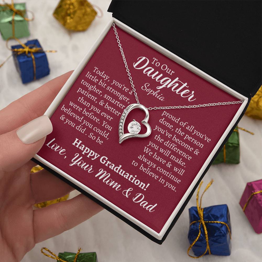 Personalized Daughter Heart Necklace & Graduation Card - Kim’s Signature Beauty & Accessories    (Store description)