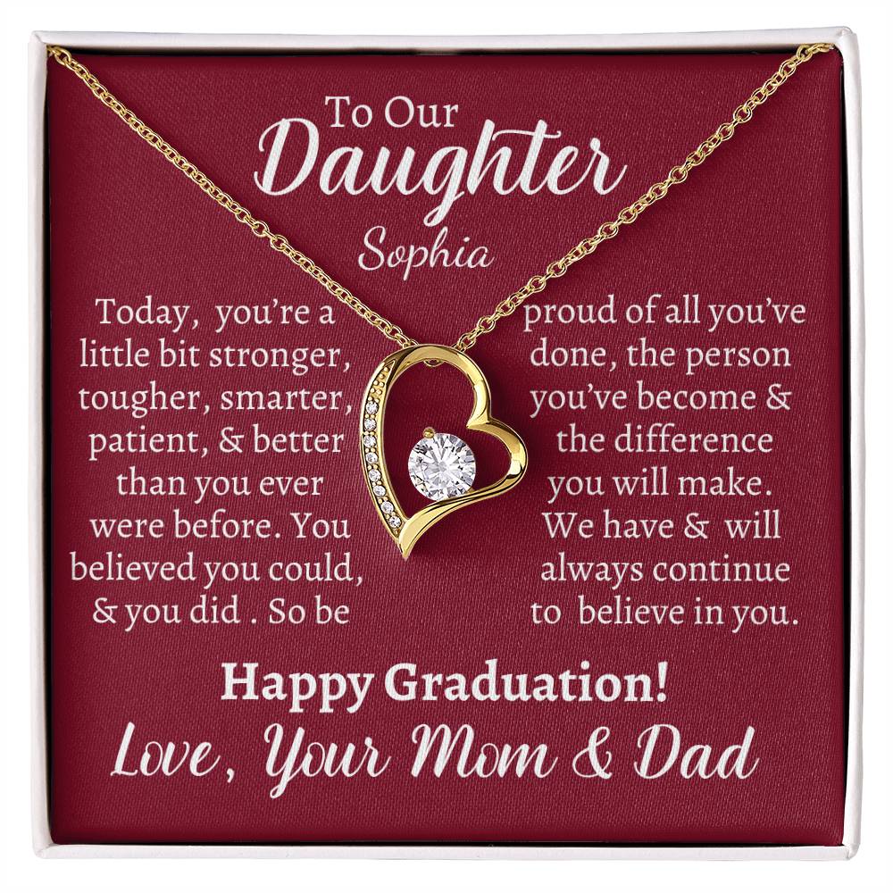 Personalized Daughter Heart Necklace & Graduation Card - Kim’s Signature Beauty & Accessories    (Store description)