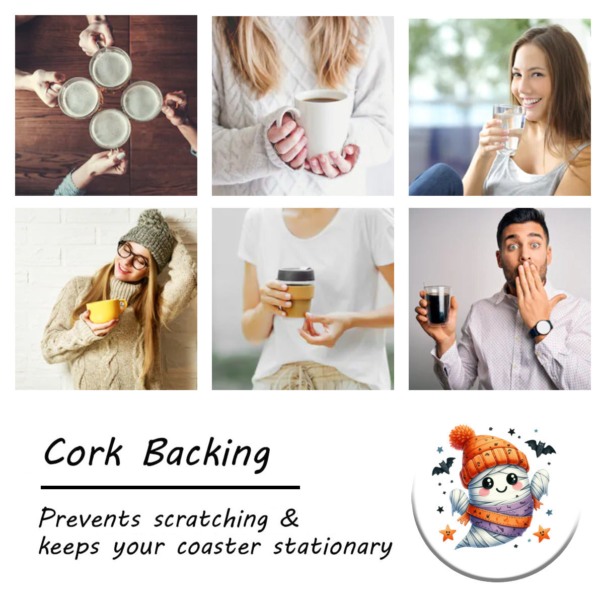 Mummy Ghost Ceramic Coasters - Kim’s Signature Beauty & Accessories    