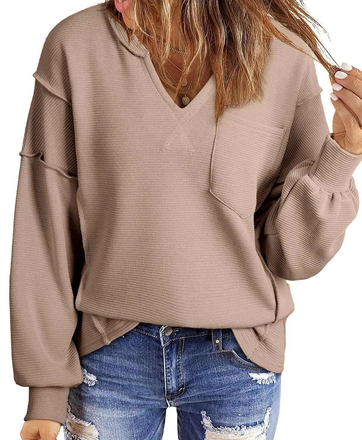 Casual Sweatshirts Waffle Knitted - Kim’s Signature Beauty & Accessories    