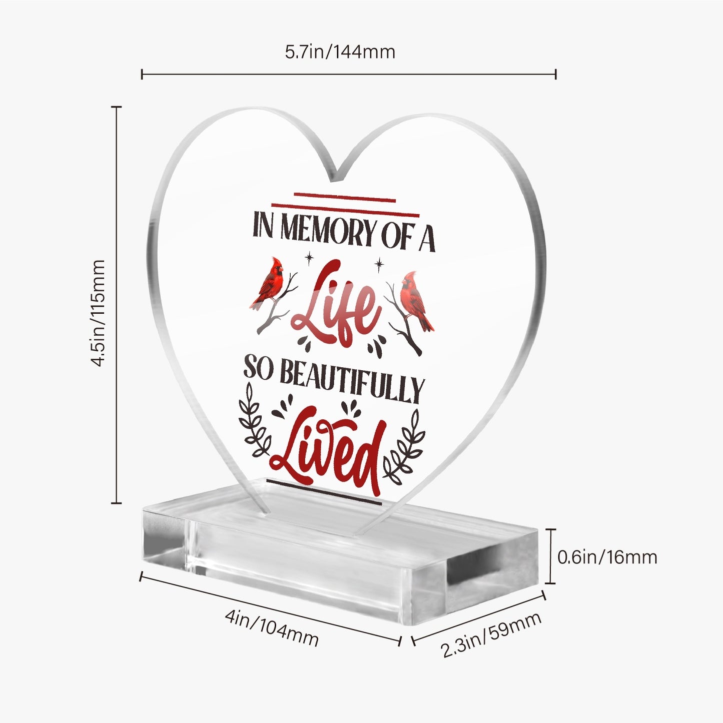 In Memory Acrylic Plaque with Stand - Heart - Kim’s Signature Beauty & Accessories    
