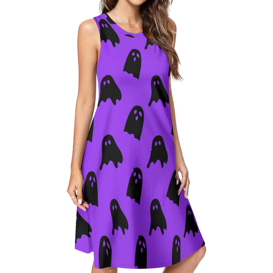 Purple Dress with Black Ghosts - Kim’s Signature Beauty & Accessories    