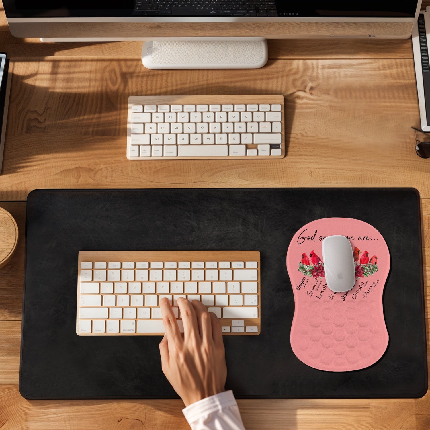 God Says You Are | Cardinal Mouse Pad – Faith-Inspired Design with Wrist Support - Kim’s Signature Beauty & Accessories    (Store description)