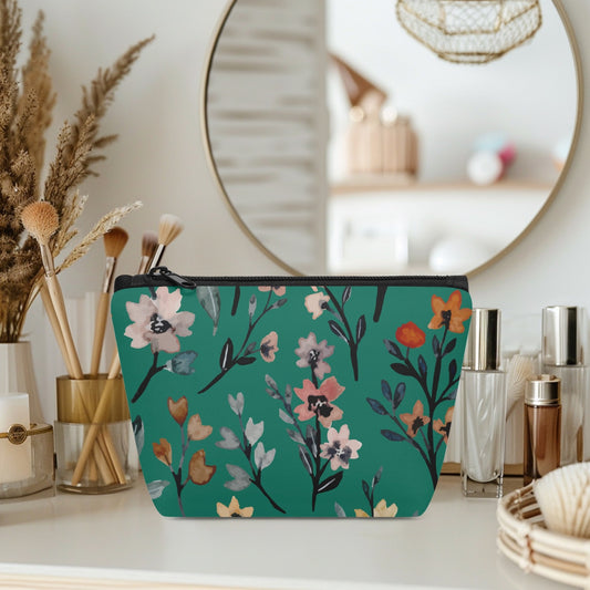 Green Floral Zipper Makeup Bag - Kim’s Signature Beauty & Accessories    