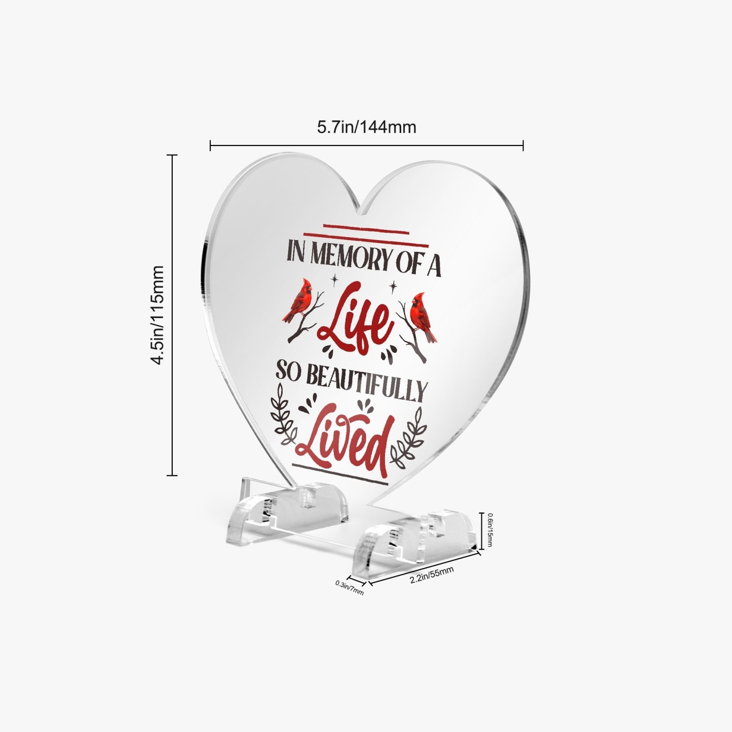 In Memory Acrylic Plaque with Stand - Heart - Kim’s Signature Beauty & Accessories    