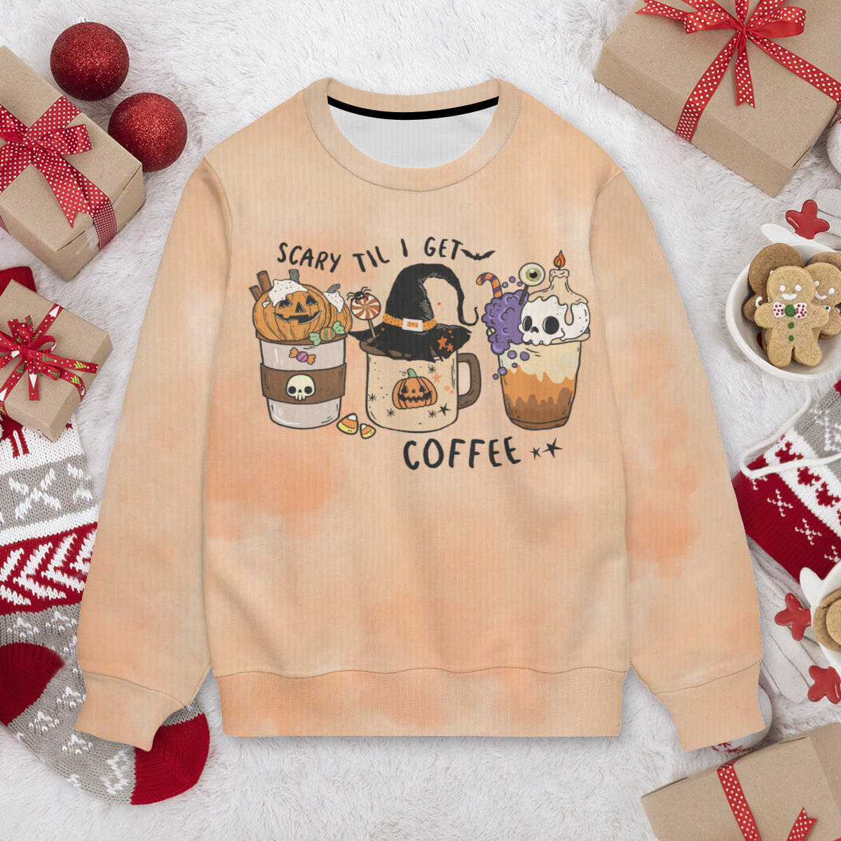 Scary till I Get My Coffee Tie Dye Sweat shirt - Kim’s Signature Beauty & Accessories    