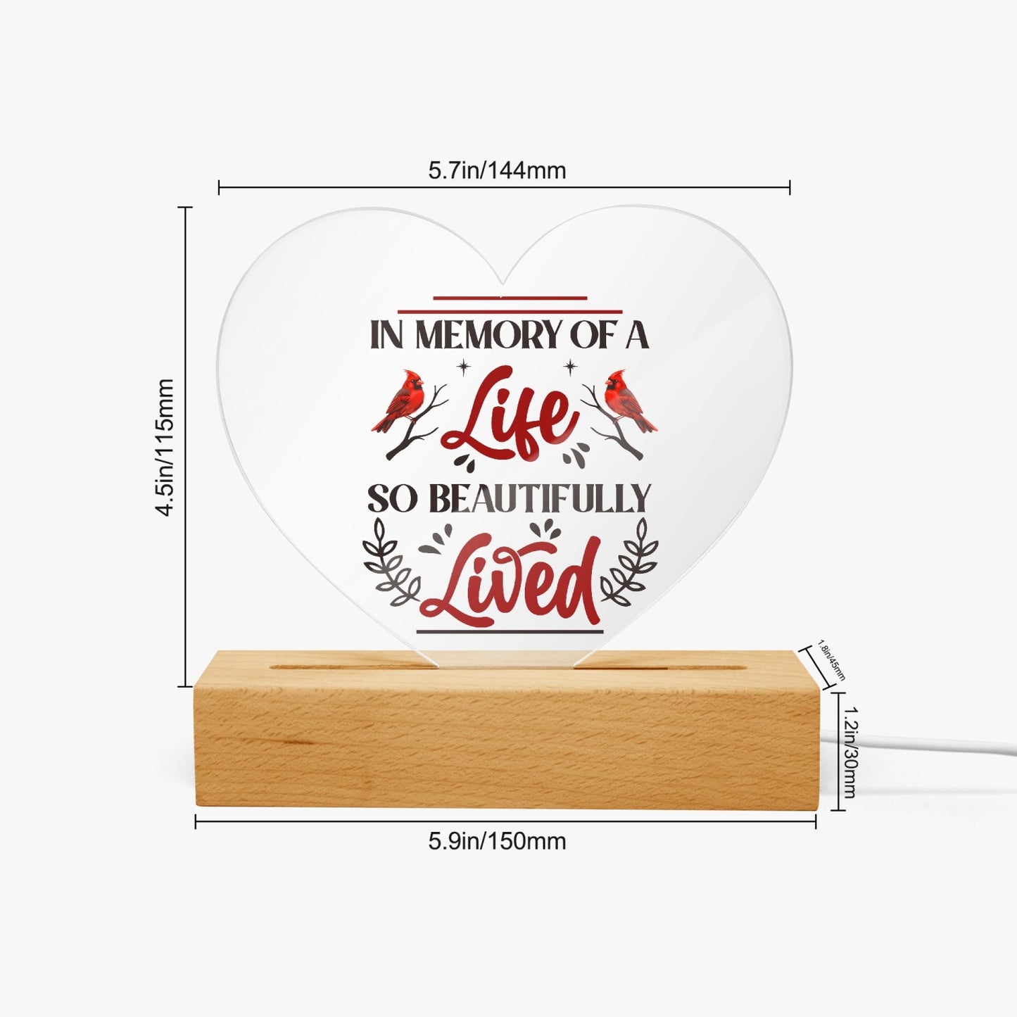 In Memory Acrylic Plaque with Stand - Heart - Kim’s Signature Beauty & Accessories    