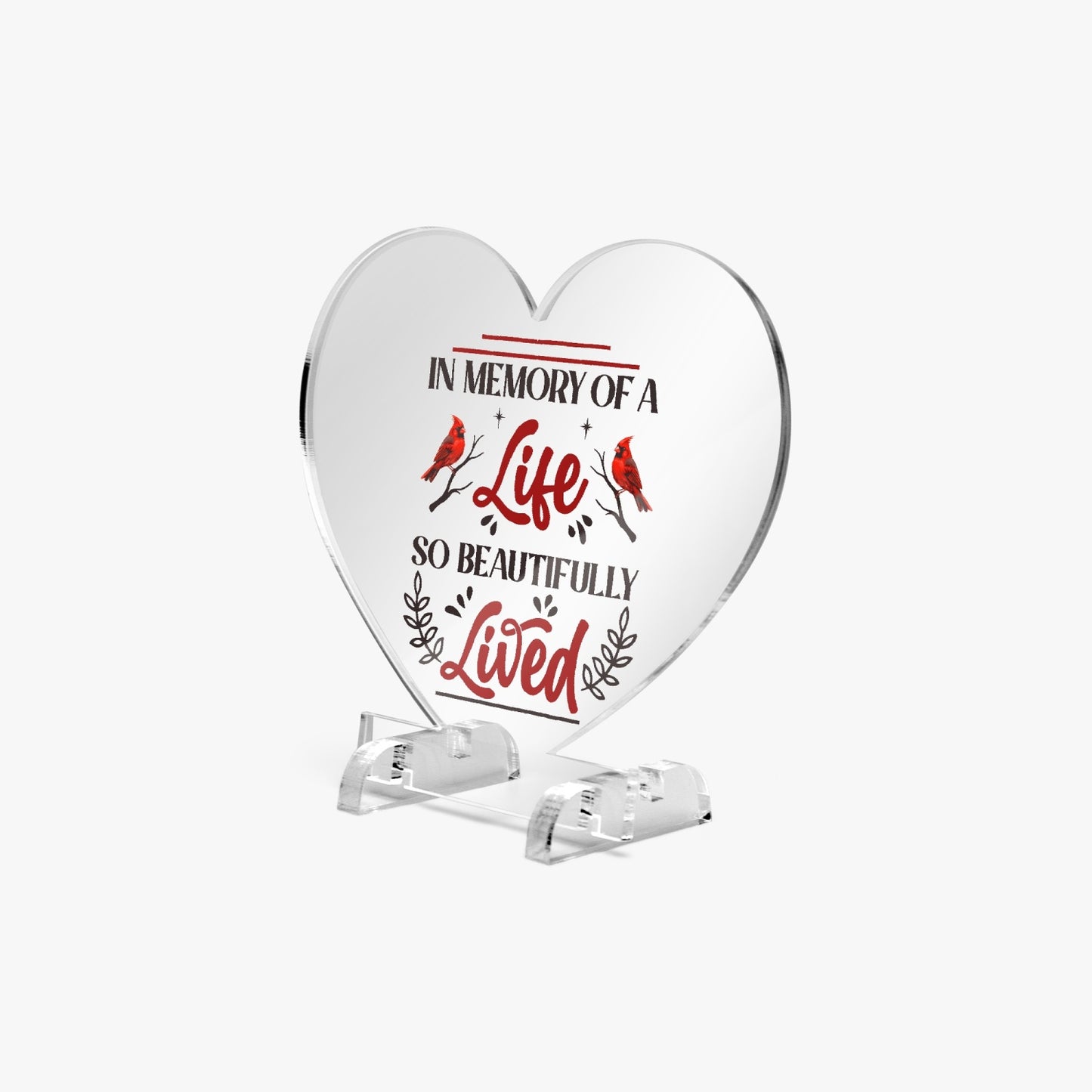 In Memory Acrylic Plaque with Stand - Heart - Kim’s Signature Beauty & Accessories    