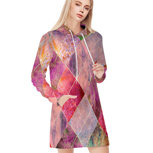 Colorful Diamond Hoodie Sweat Dress - Kim’s Signature Beauty & Accessories    