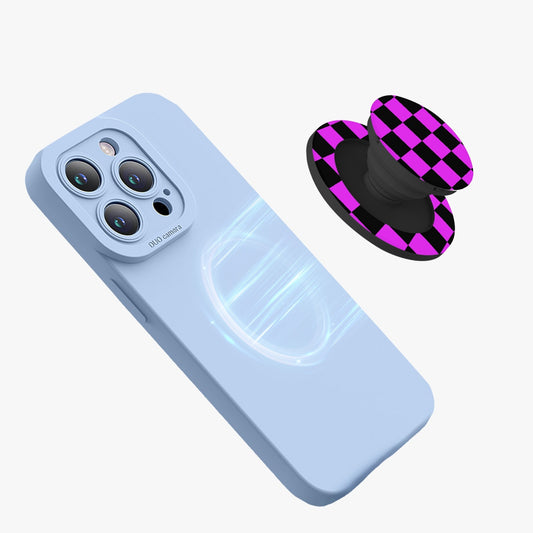 Hot Pink & Black checkered | .Magnetic Collapsible Grip And Stand - Kim’s Signature Beauty & Accessories    