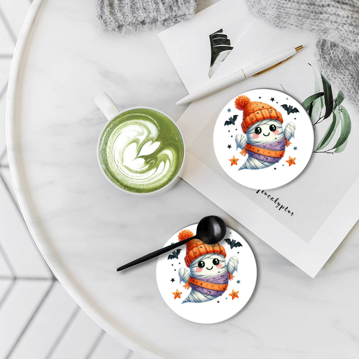 Mummy Ghost Ceramic Coasters - Kim’s Signature Beauty & Accessories    