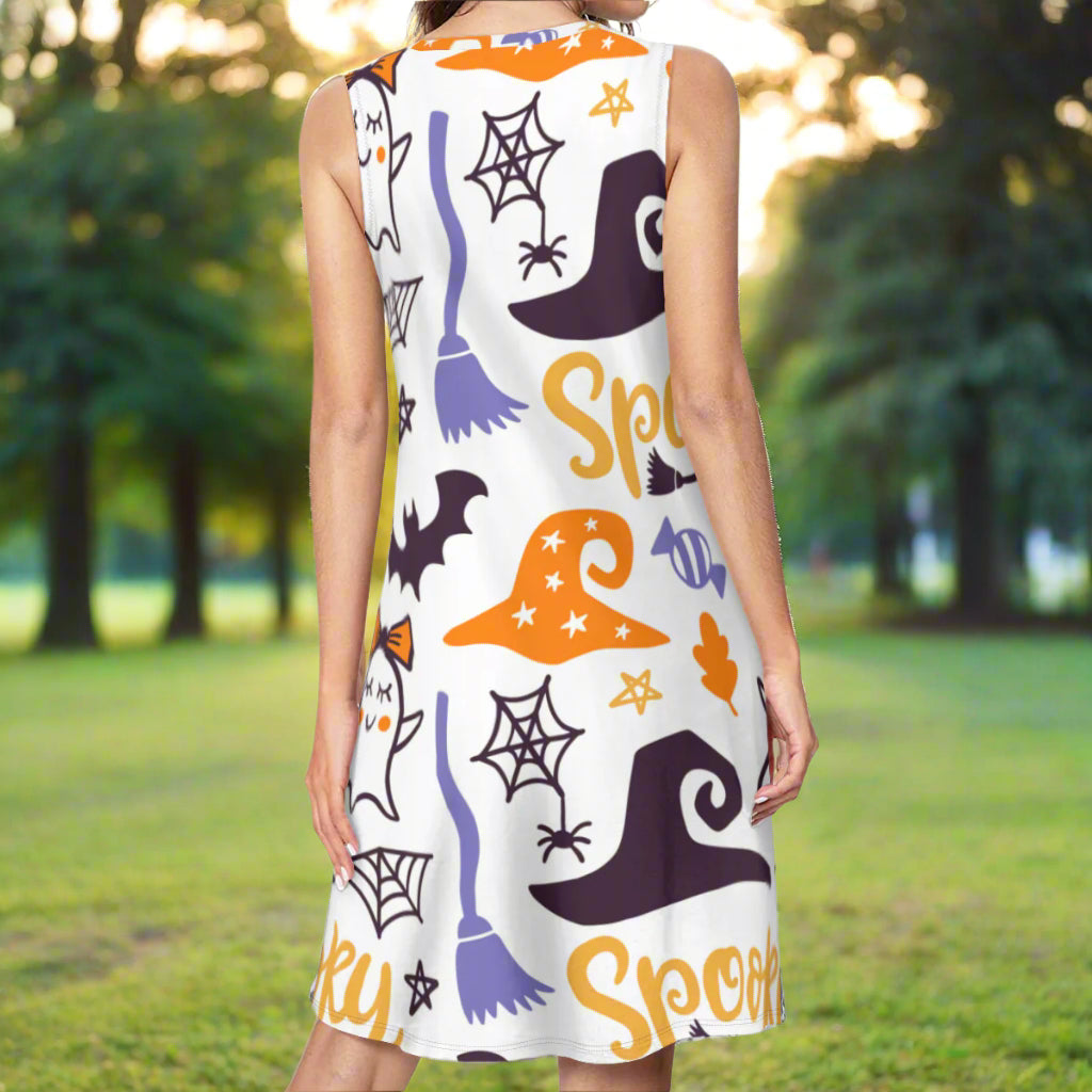 Ghosts, bats & Broomsticks Sleeveless Dress - Kim’s Signature Beauty & Accessories    