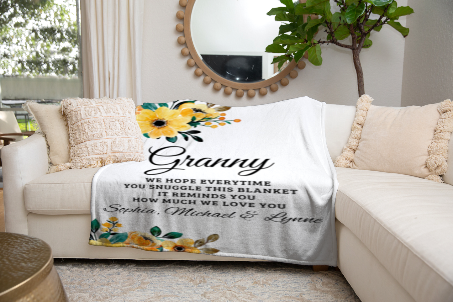 To Granny, Personalized Plush Fleece Blanket - Kim’s Signature Beauty & Accessories    (Store description)