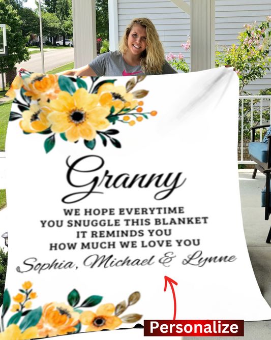 To Granny, Personalized Plush Fleece Blanket - Kim’s Signature Beauty & Accessories    (Store description)