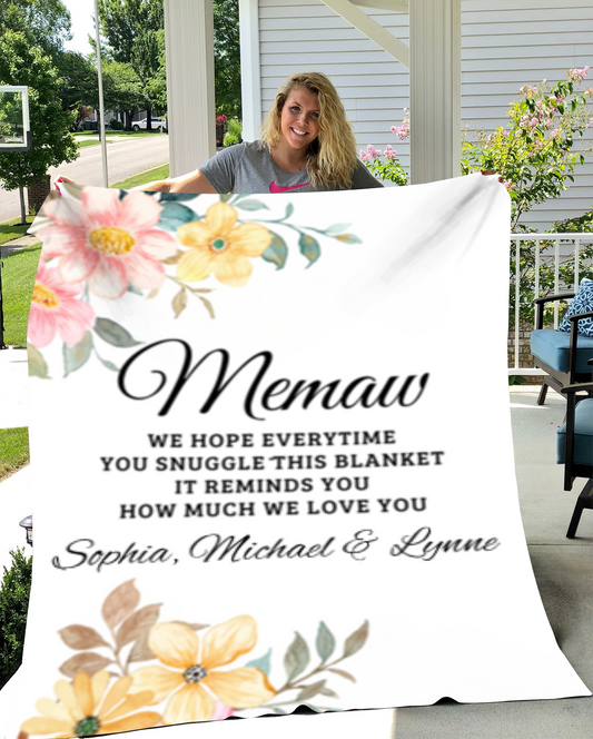 To Memaw, Personalized Fleece Blanket - 60x80 - Kim’s Signature Beauty & Accessories    (Store description)