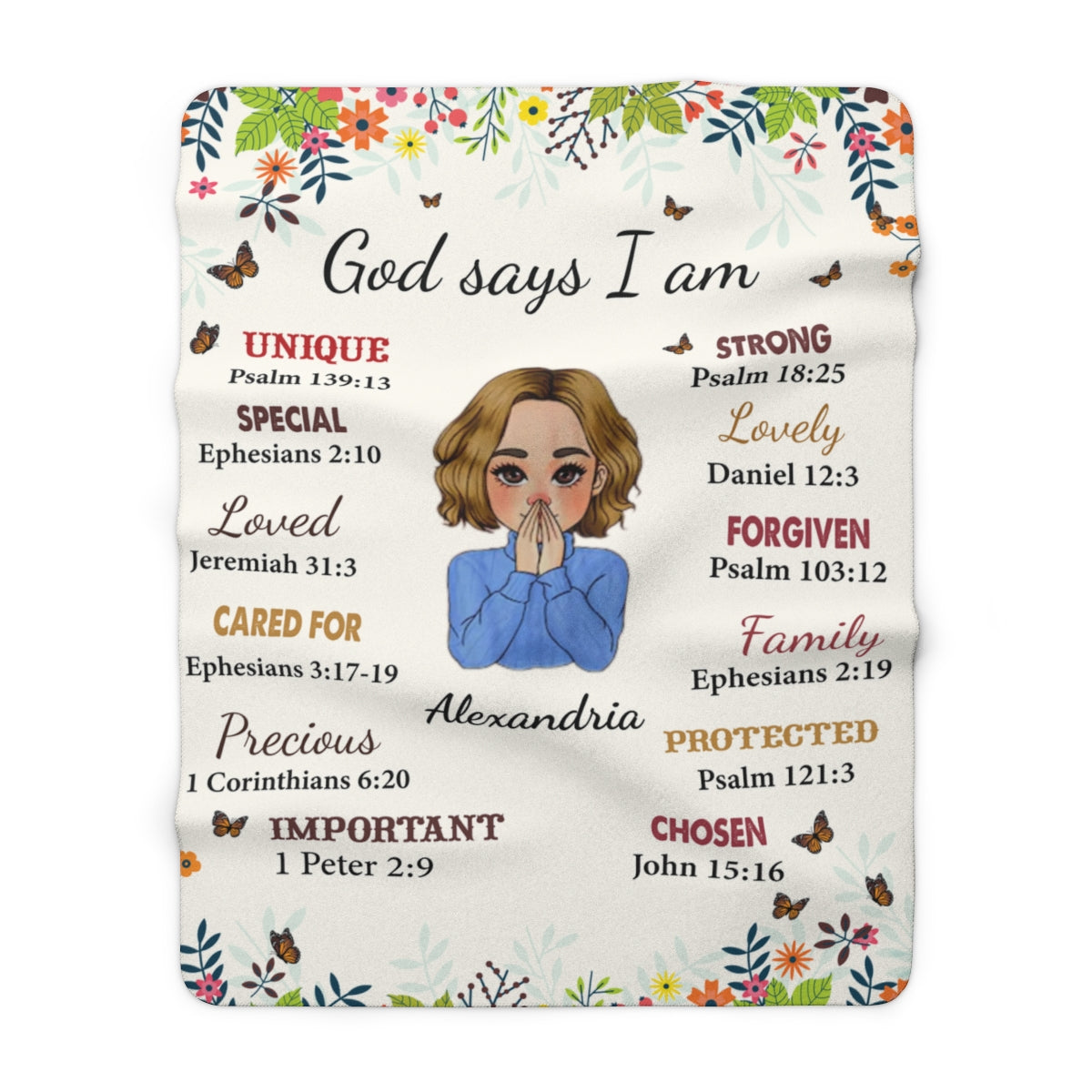 God Says I am Personalizable Fleece Blanket - Kim’s Signature Beauty & Accessories    