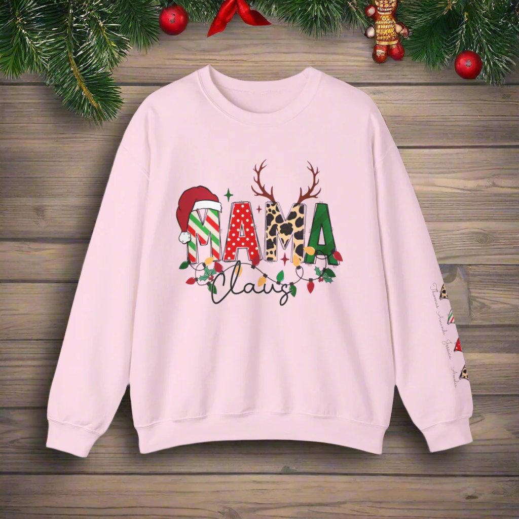 Mama Claus (Personalize Kids Names) Sweatshirt - Kim’s Signature Beauty & Accessories    