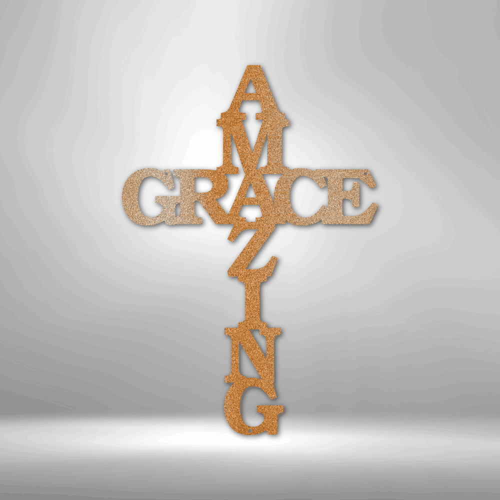Amazing Grace Cross - Steel Sign - Kim’s Signature Beauty & Accessories    