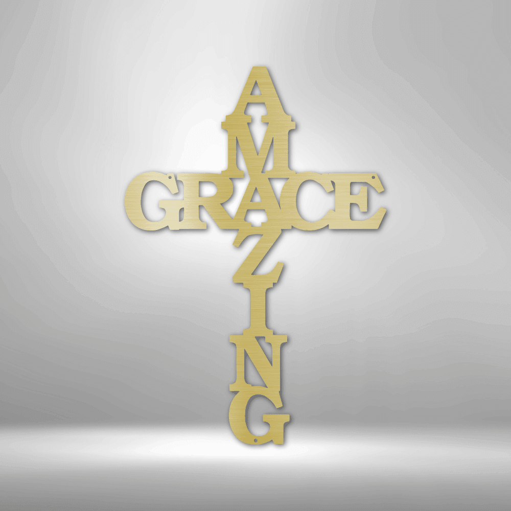 Amazing Grace Cross - Steel Sign - Kim’s Signature Beauty & Accessories    
