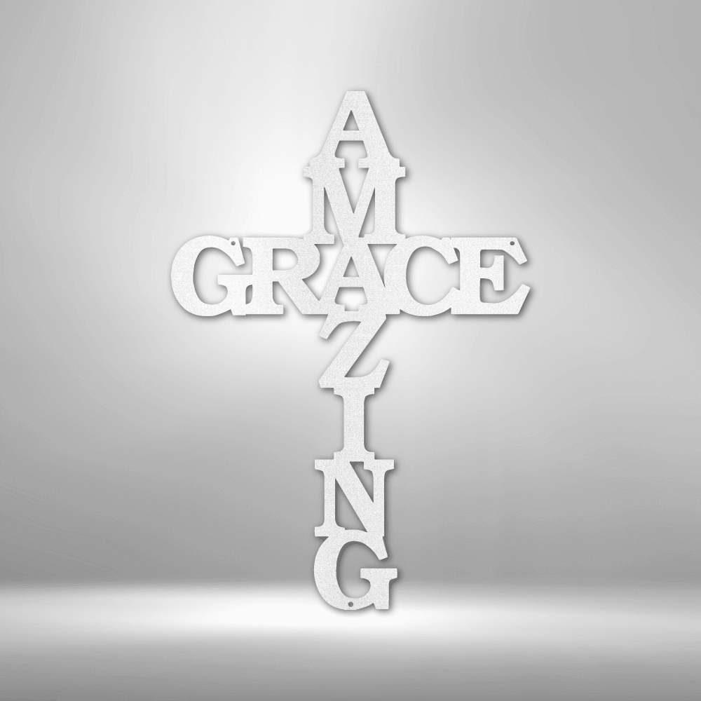 Amazing Grace Cross - Steel Sign - Kim’s Signature Beauty & Accessories    