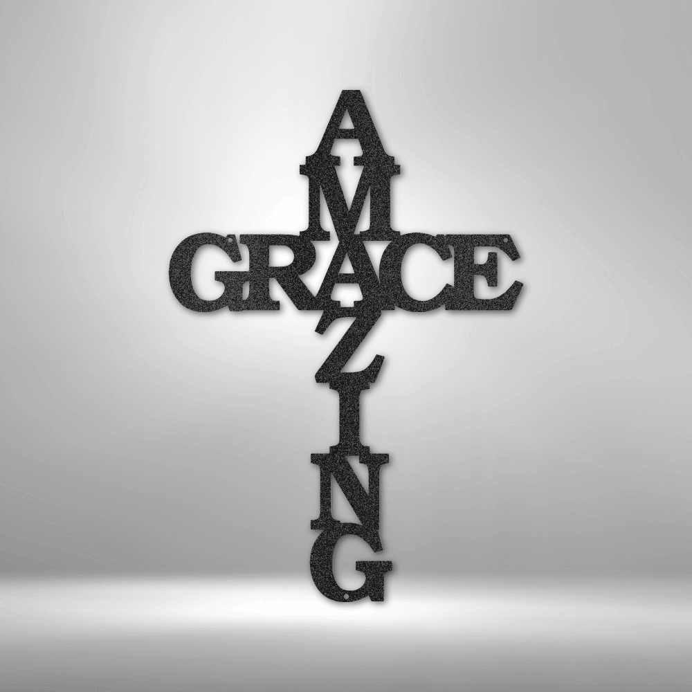 Amazing Grace Cross - Steel Sign - Kim’s Signature Beauty & Accessories    