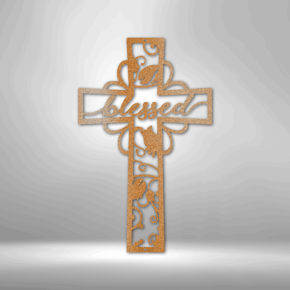 Blessed Cross - Steel Sign - Kim’s Signature Beauty & Accessories    