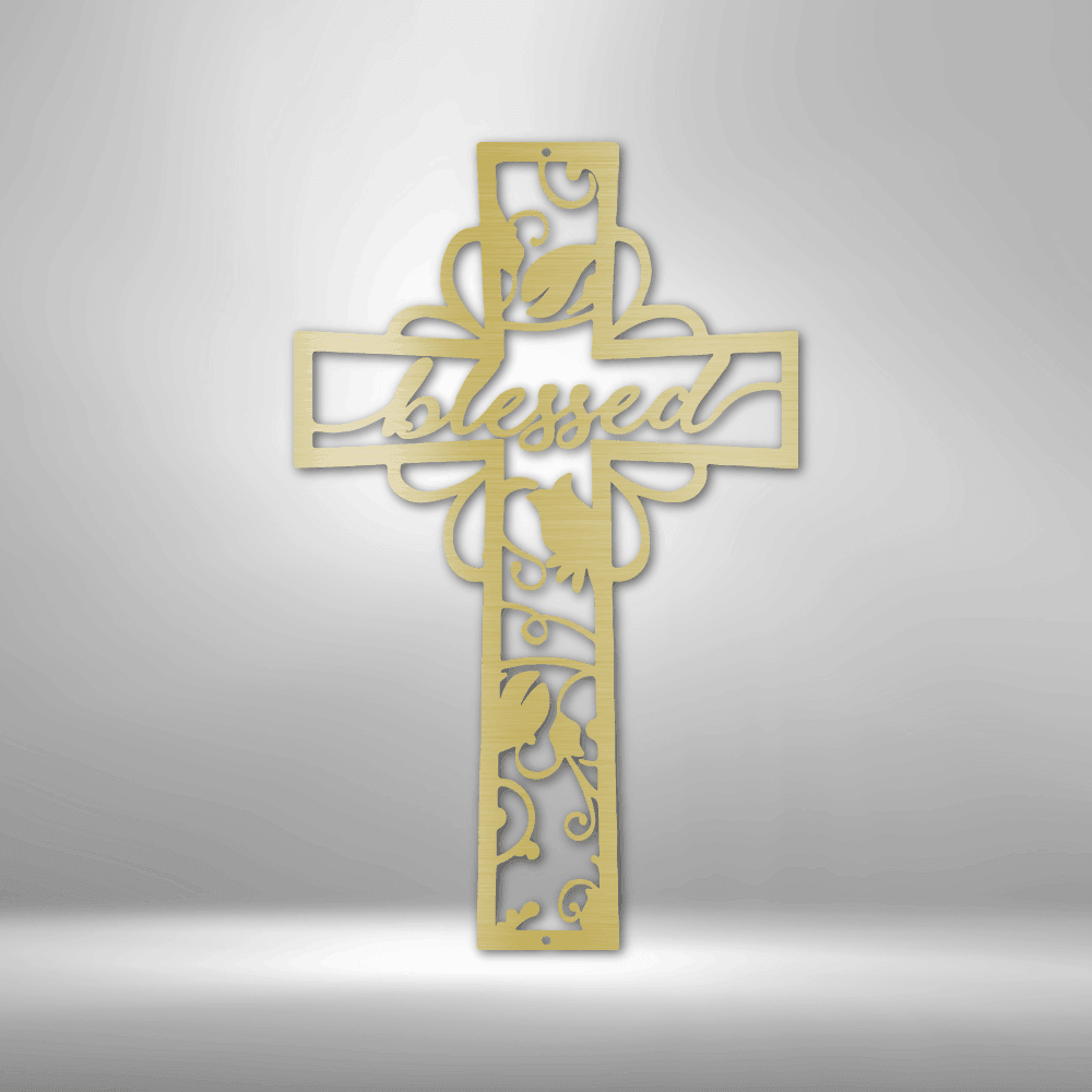 Blessed Cross - Steel Sign - Kim’s Signature Beauty & Accessories    