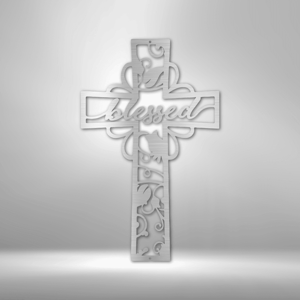 Blessed Cross - Steel Sign - Kim’s Signature Beauty & Accessories    