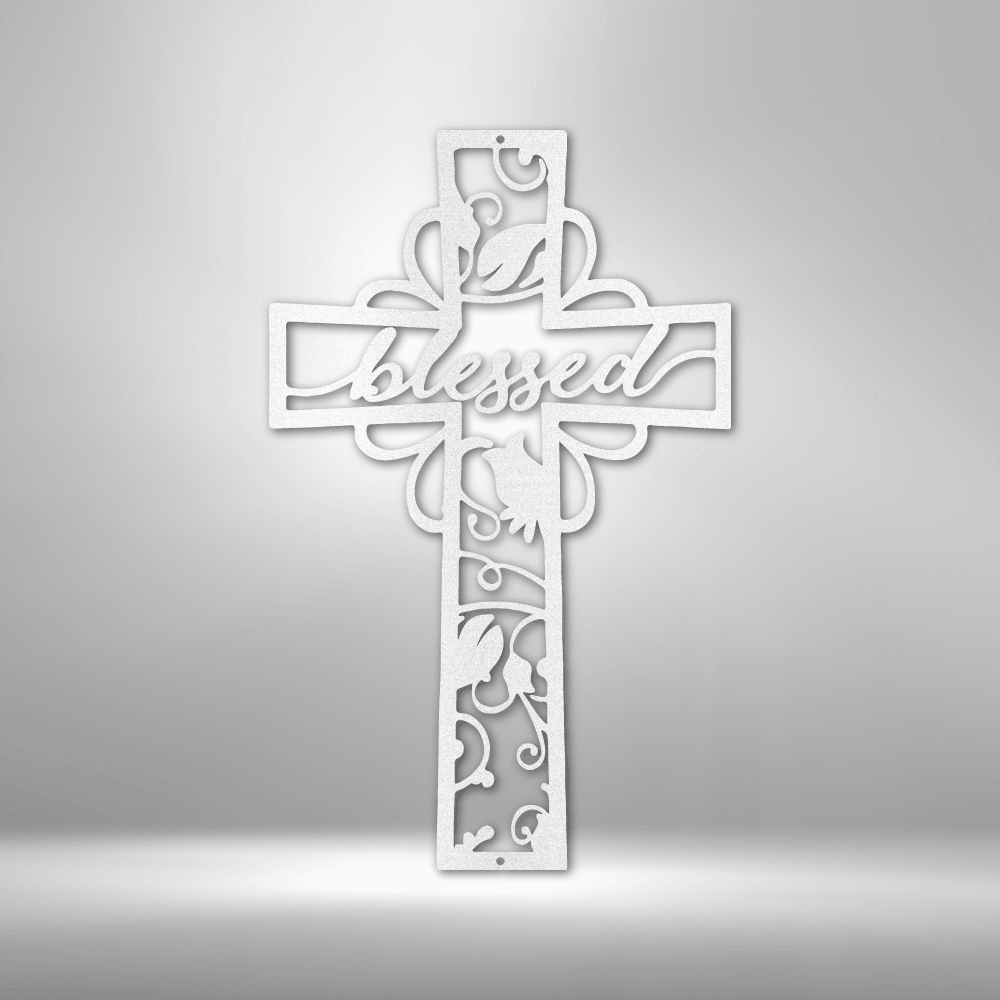 Blessed Cross - Steel Sign - Kim’s Signature Beauty & Accessories    