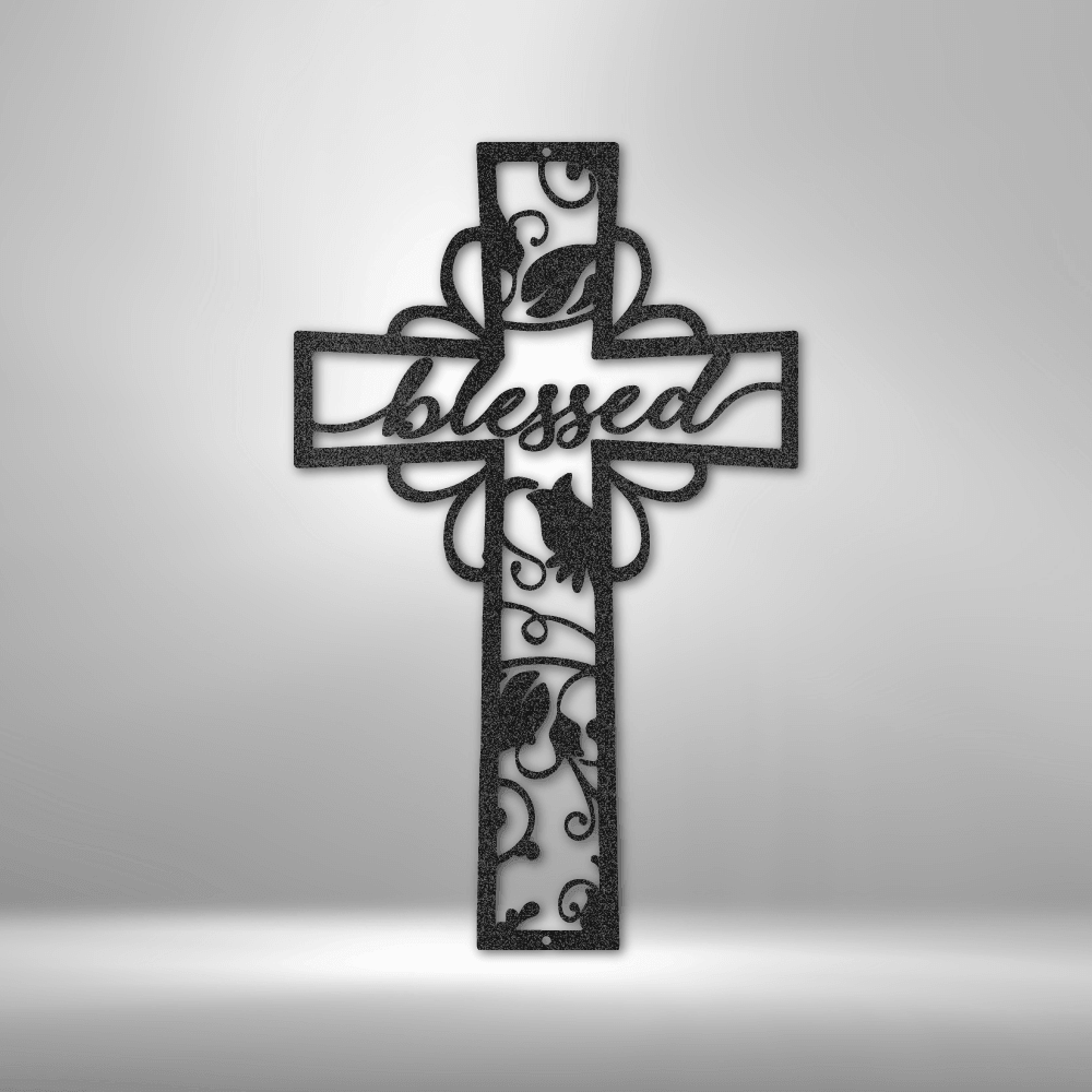 Blessed Cross - Steel Sign - Kim’s Signature Beauty & Accessories    