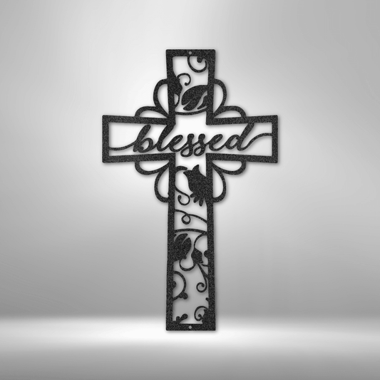 Blessed Cross - Steel Sign - Kim’s Signature Beauty & Accessories    