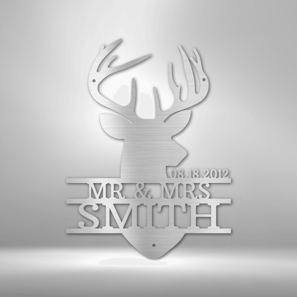 Deer Head Monogram - Steel Sign - Kim’s Signature Beauty & Accessories    