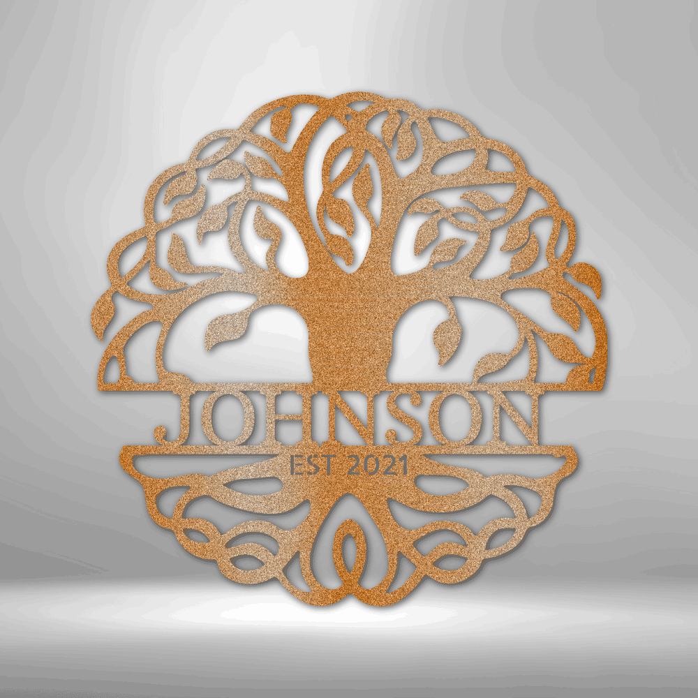 Fancy Tree of Life Monogram - Steel Sign - Kim’s Signature Beauty & Accessories    