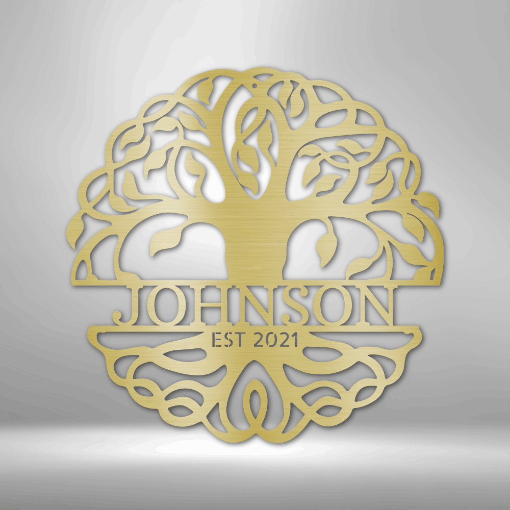 Fancy Tree of Life Monogram - Steel Sign - Kim’s Signature Beauty & Accessories    