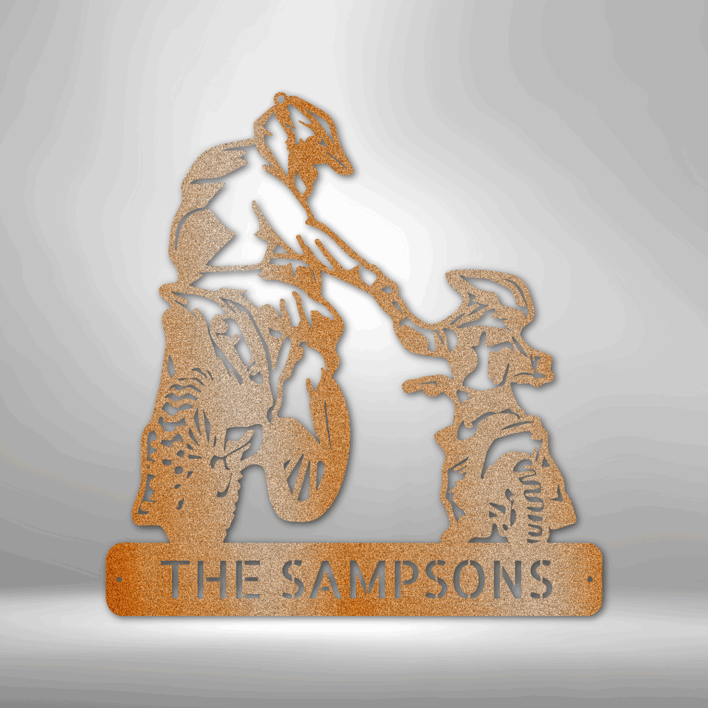 Father and Son Motorcross Monogram - Steel Sign - Kim’s Signature Beauty & Accessories    