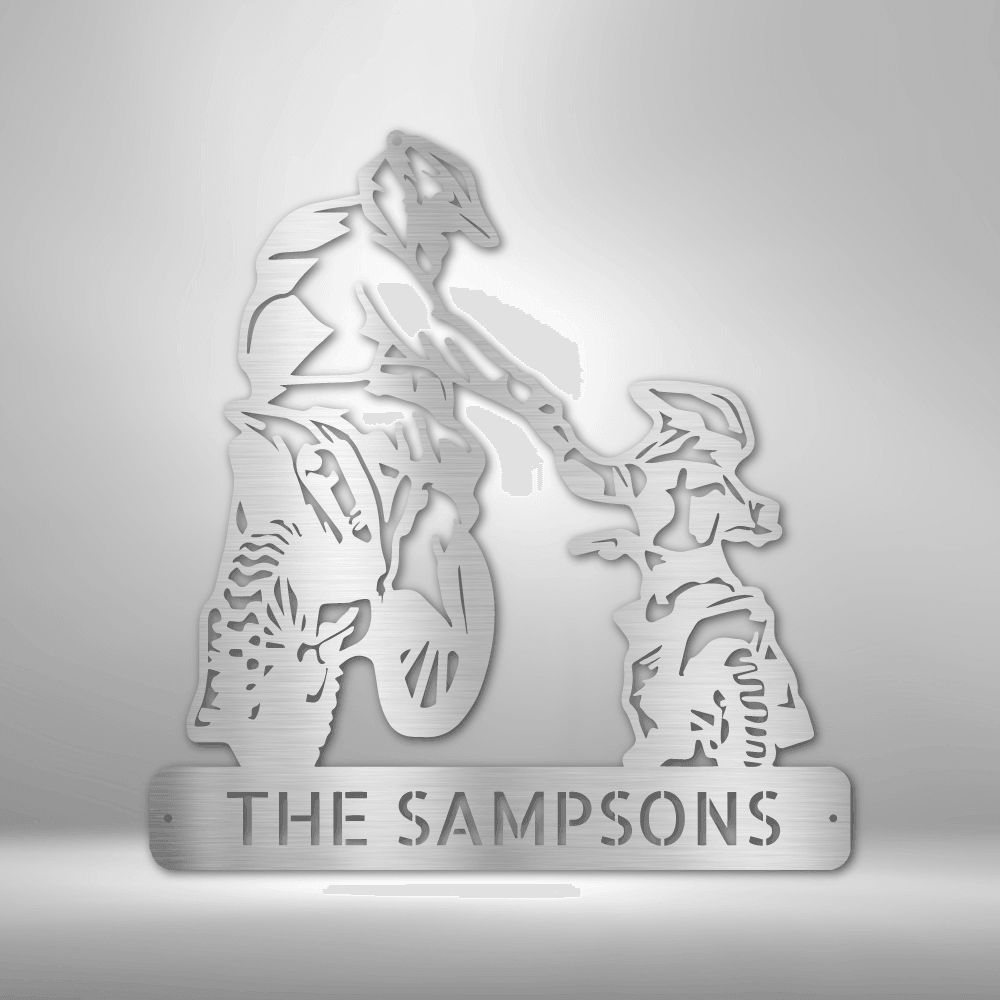 Father and Son Motorcross Monogram - Steel Sign - Kim’s Signature Beauty & Accessories    