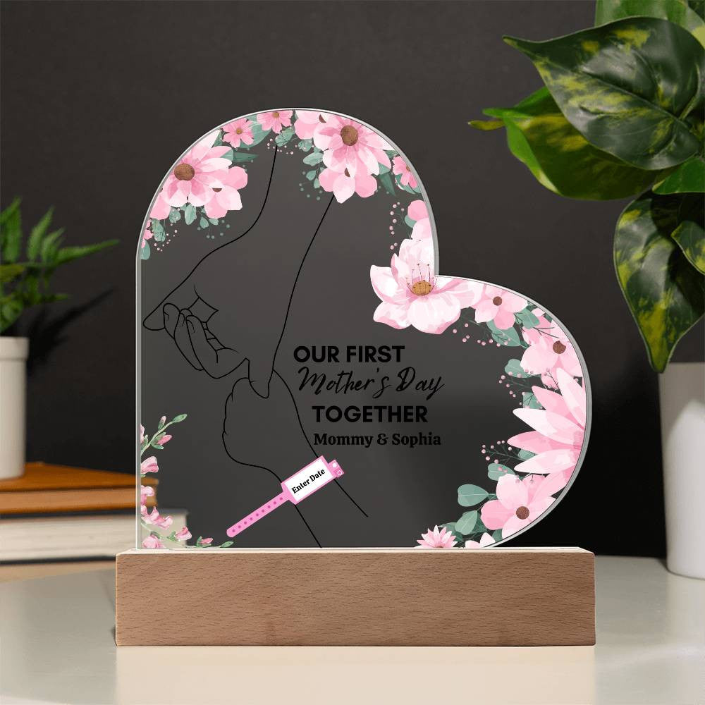 First Mother's Day with Daughter| Acrylic Heart Plaque - Kim’s Signature Beauty & Accessories    