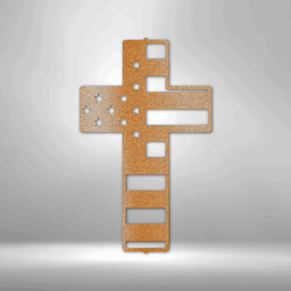 Flag Cross - Steel Sign - Kim’s Signature Beauty & Accessories    